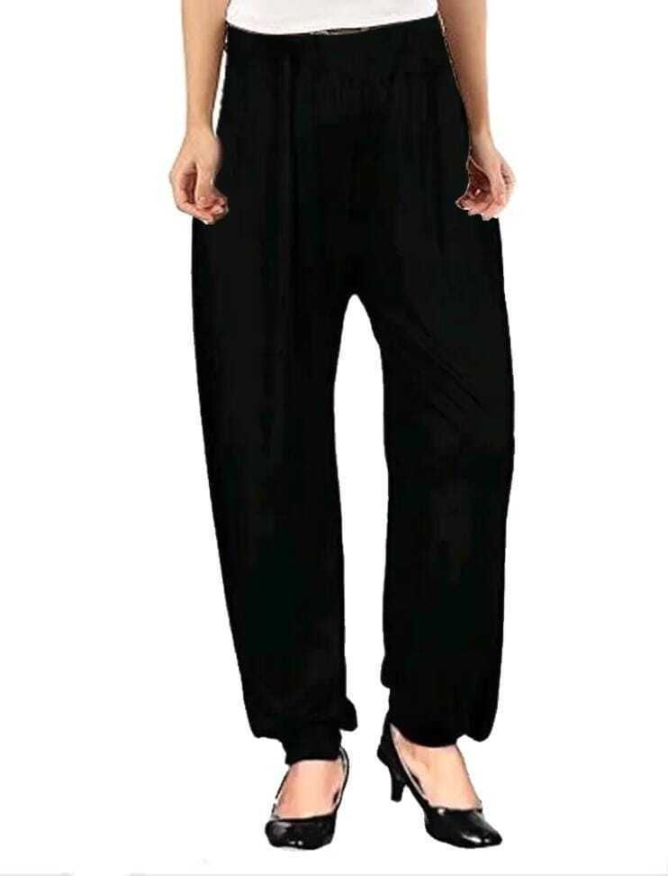 Solid Cotton Lycra Blend Women Harem Pants-image-11
