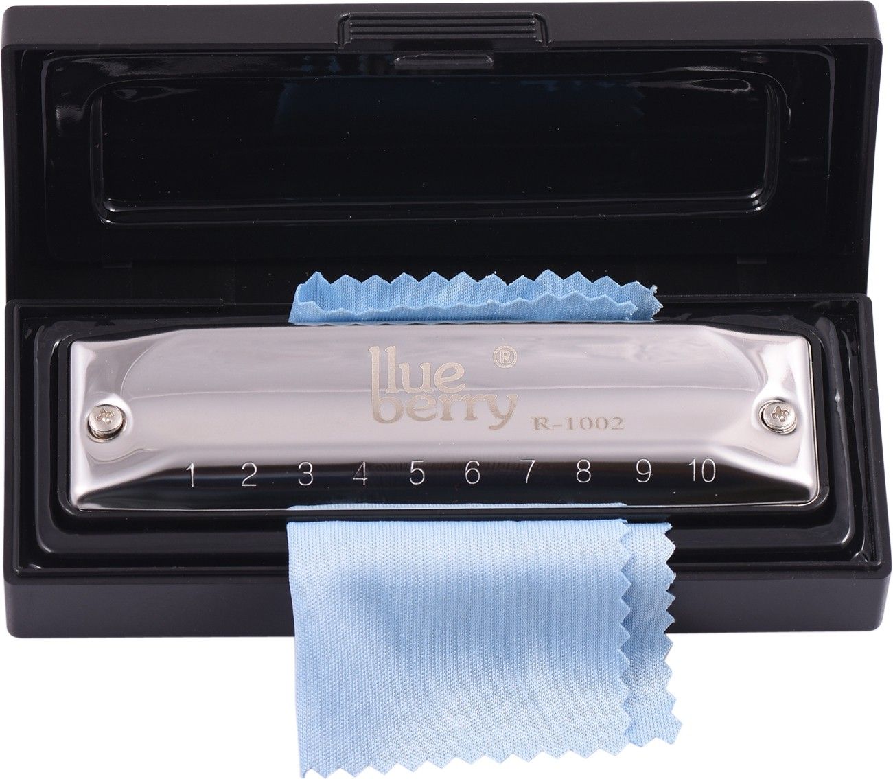 blueberry R-1002,10 Hole 20 Tone Diatonic Blues Harp Harmonica Key of C with Case-picture-17