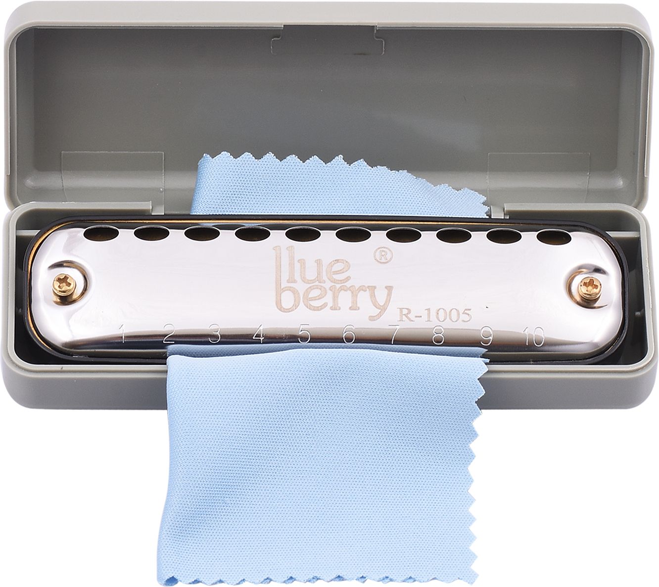 blueberry R-1005 Diatonic Blues Harmonica Key of C 10 Holes Diatonic Mouth Organ w/ Case-picture-13