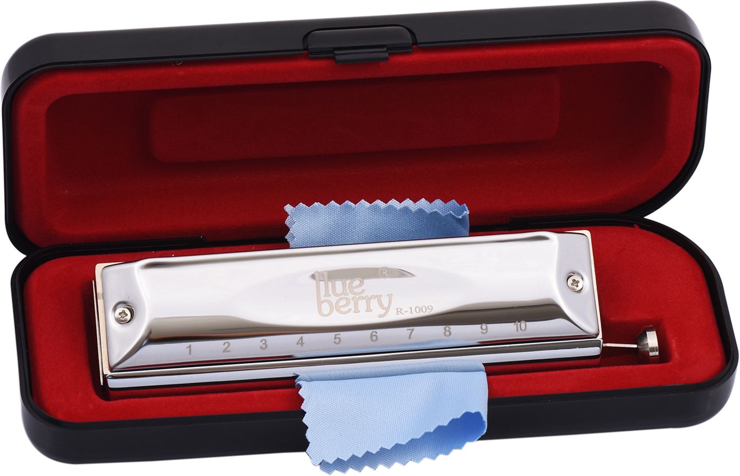 blueberry R-1009 10 Holes 40 Tones Chromatic Harmonica Key of C with Scale Changer-picture-16
