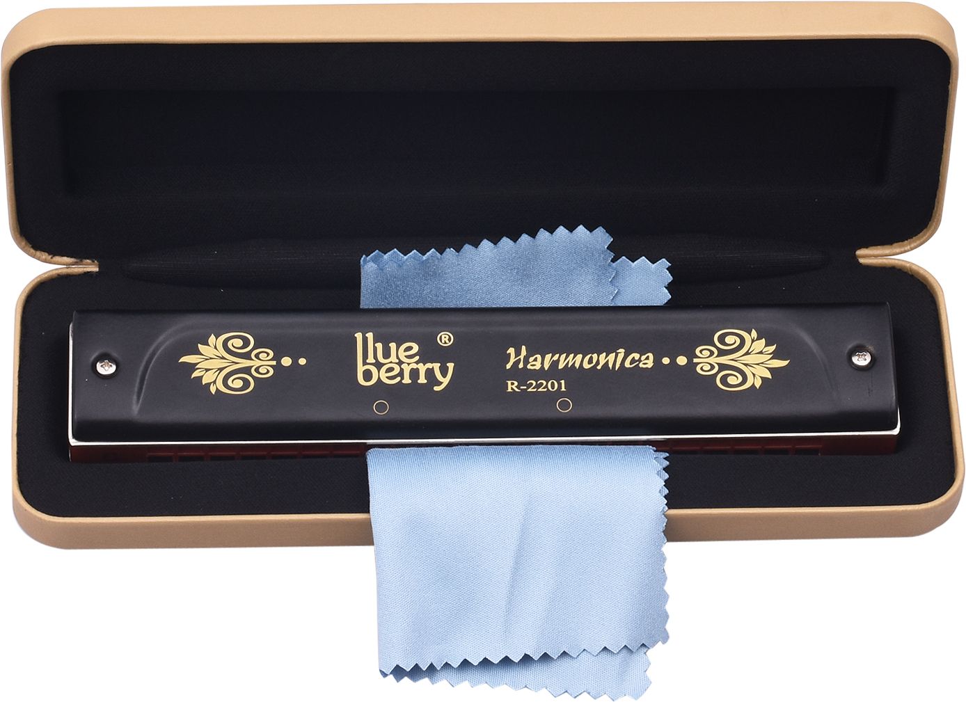 blueberry R-2201 22 Holes Tremolo Advanced Harmonica Mouth Organ Key of C with Cover-picture-13