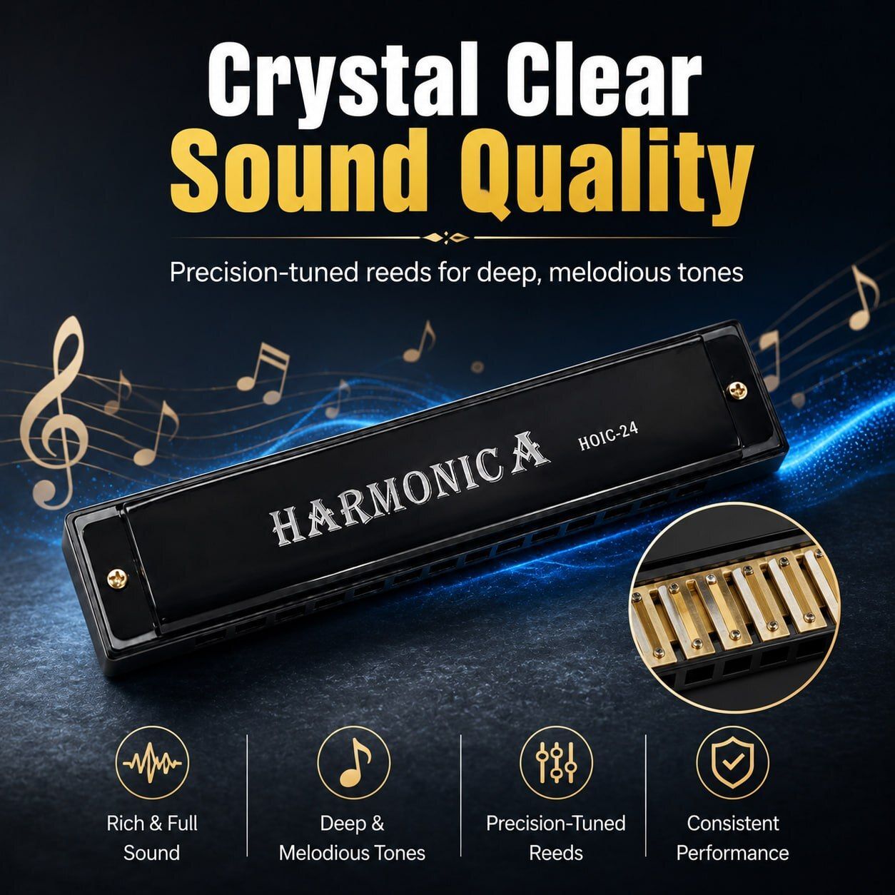 dioxit 24 Hole Harmonica| Beginner Mouth Organ | Musical Instrument for Kids & Adults-picture-1