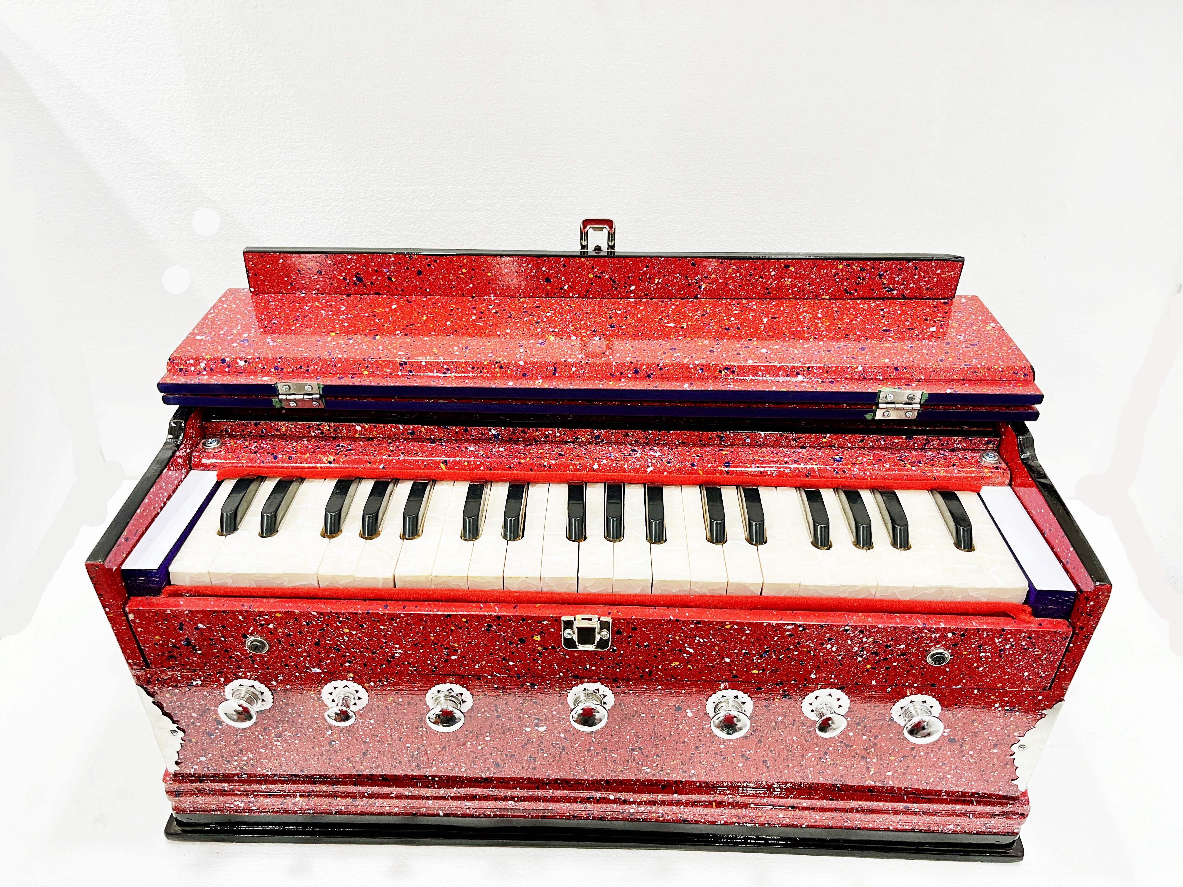 bestbrother 7 Stopper+ 3.2 Octaves+ 39 Keys+Double Fold Bellow+ RED Color 3.2 Octave Hand Pumped Harmonium image 1