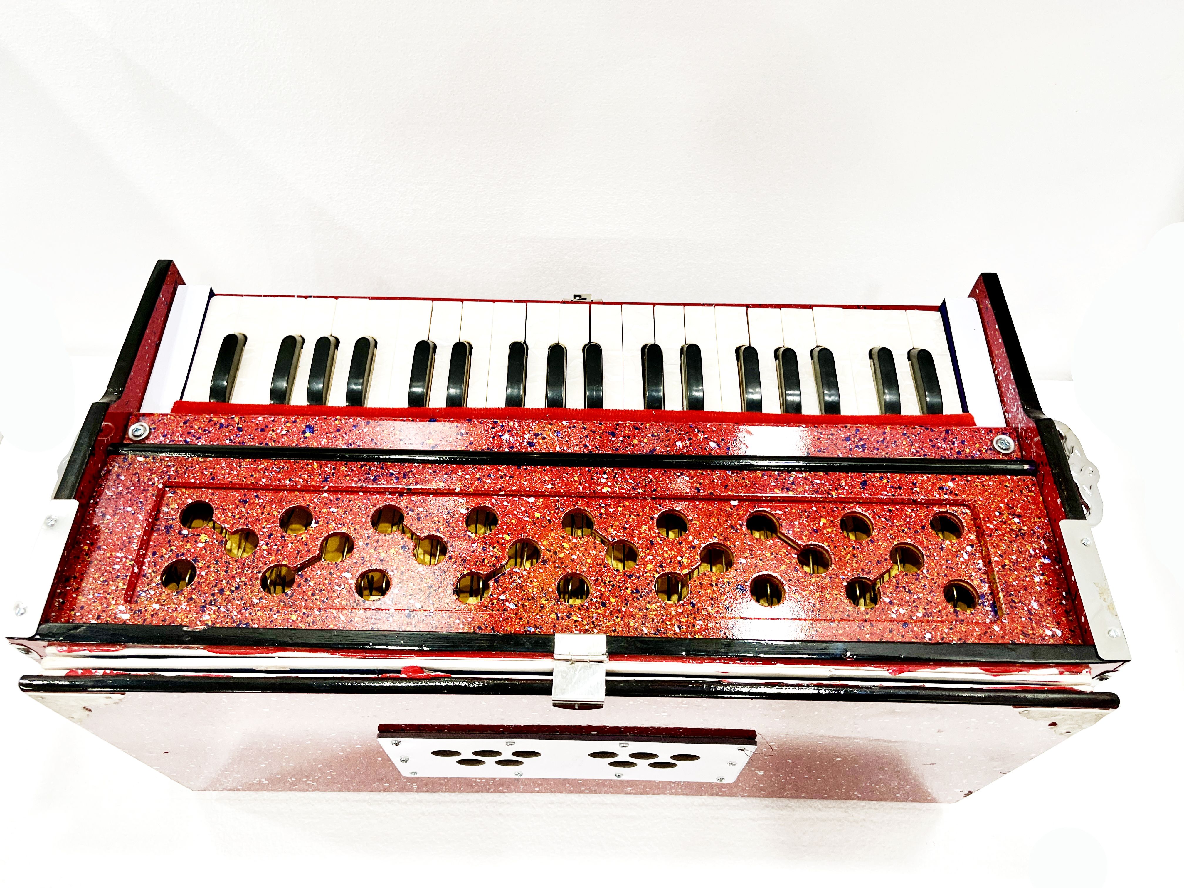 3 1/4 octave+ double bellow+ 39 keys+7 stopper red color harmonium 3.2 octave hand pumped harmonium