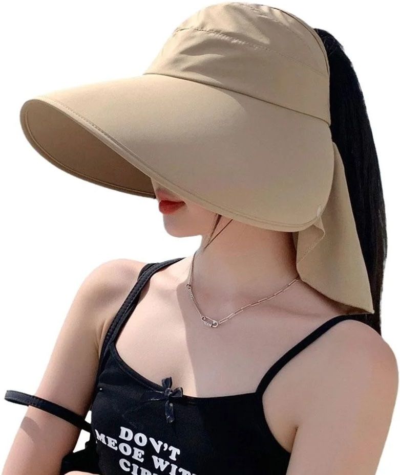 AlexVyan Women Universal Sun Hat Wide Brimmed UV Protection Sunvisor with Neck Flap.-picture-20