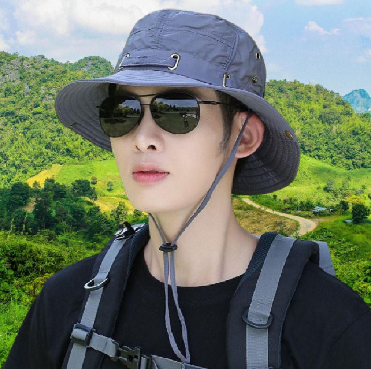 AlexVyan Casual Beach Hat-SunVisor Hat for Gents UV Protection Wide Brim Summer Hat Cap-picture-13