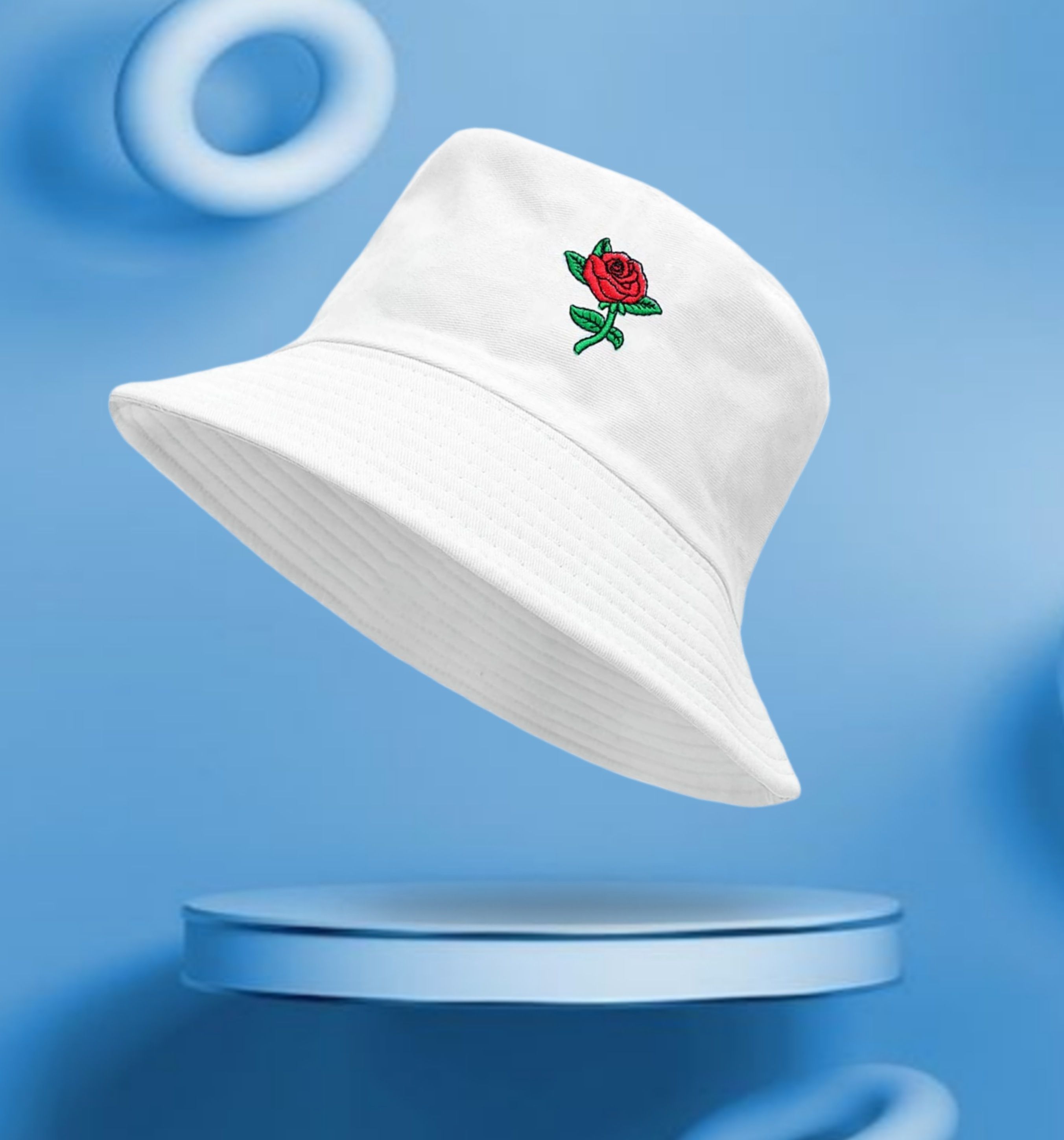 REFFER Rose Embroidered foldable cotton Bucket Hat-picture-35