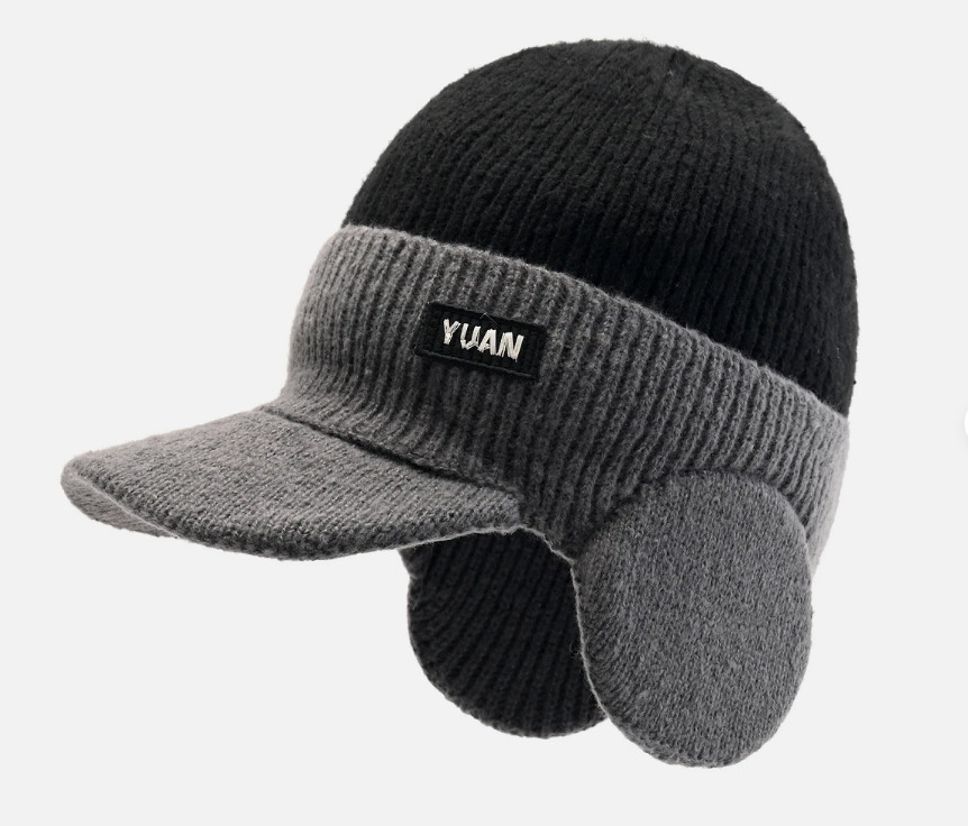 NISHIV Men's Winter Knitted Earflap Hat, Outdoor Warm Fleece Lined Hat Stocking Caps