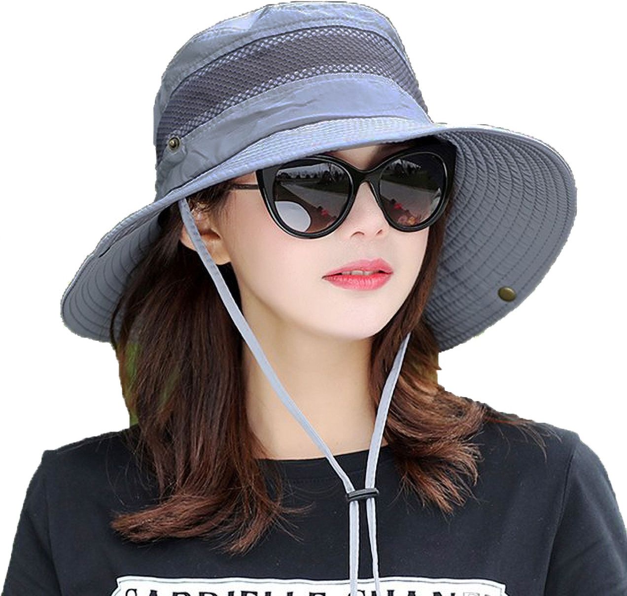 AlexVyan Round Crown Hat Sun Visor Hats for Women UV Protection Wide Brim Summer Hat Cap.-image-23