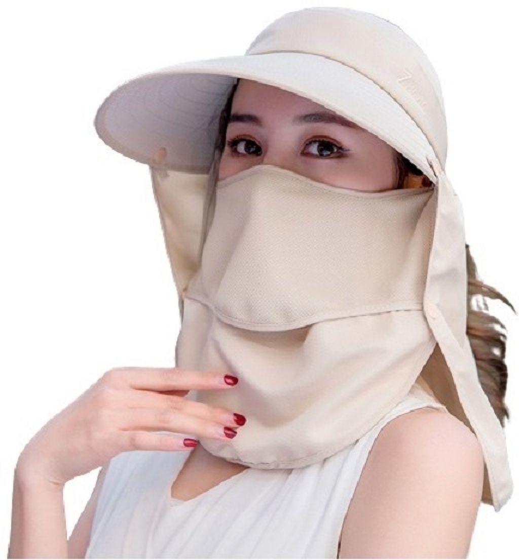 AlexVyan Women Wide Brim 360 UV Protection Sun Hat Sunvisor Detachable Neck FaceFlap