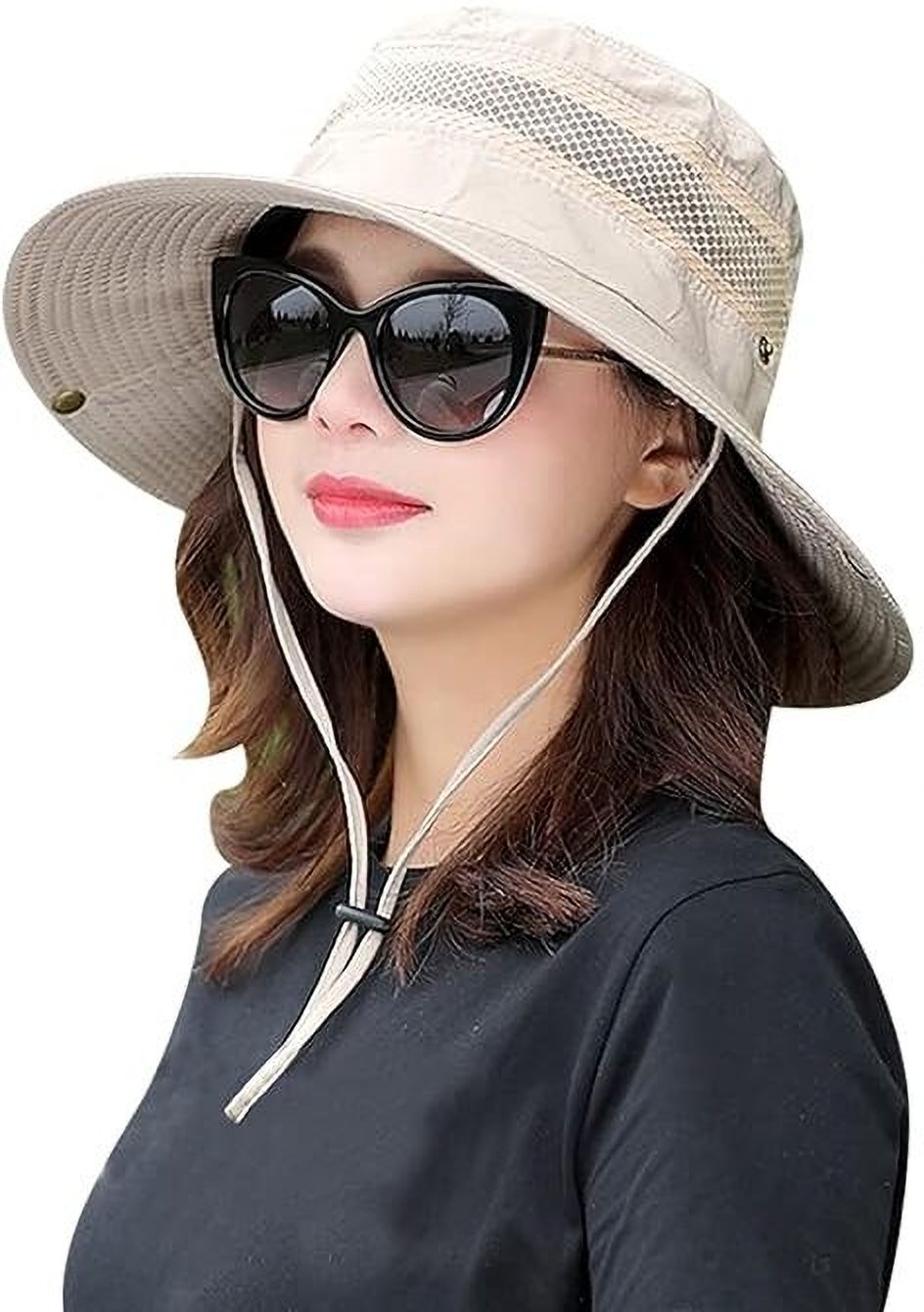 AlexVyan Round Crown Hat Sun Visor Hats for Women UV Protection Wide Brim Summer Cap