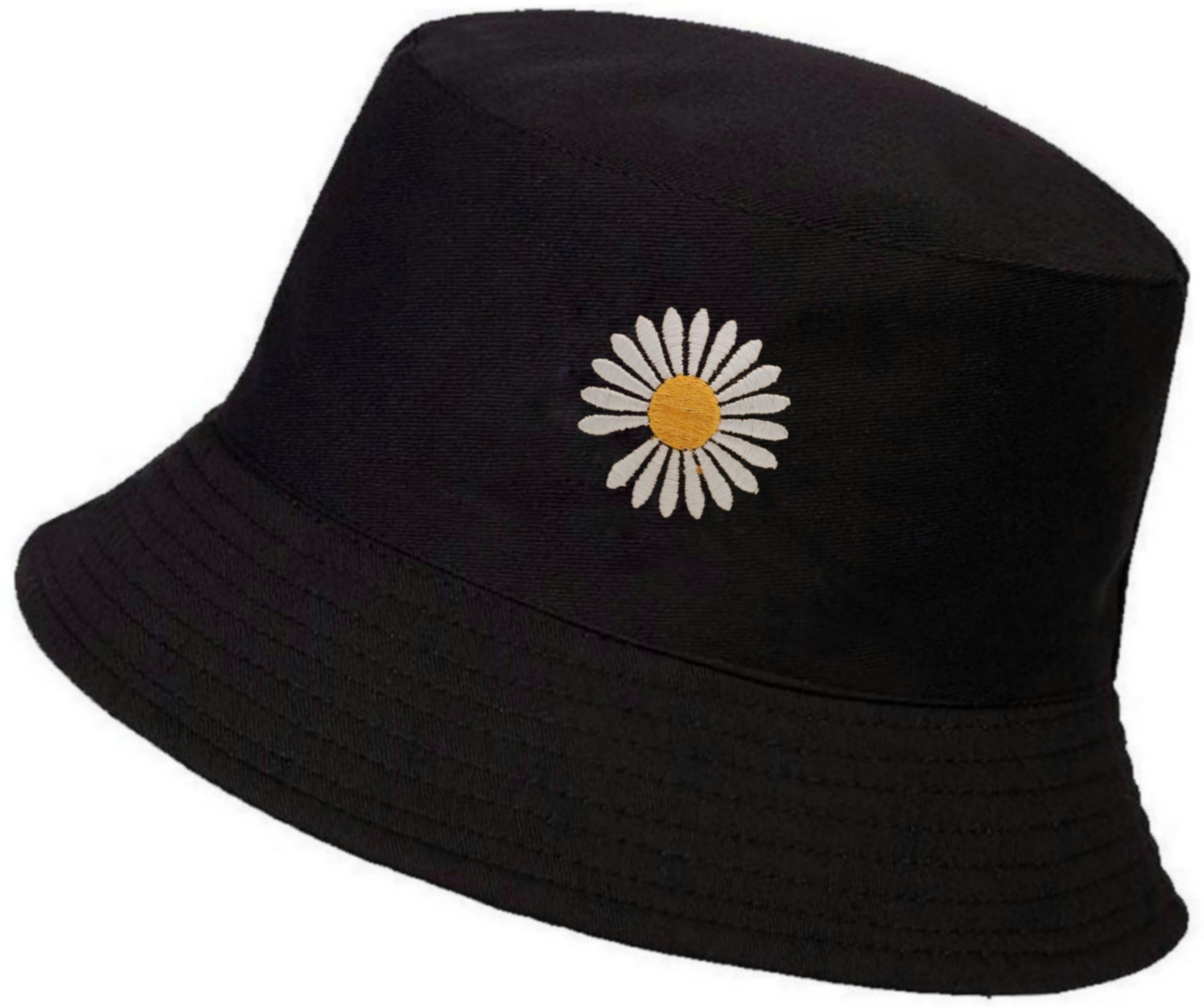 REFFER Daisy embroidered foldable cotton bucket hat for women