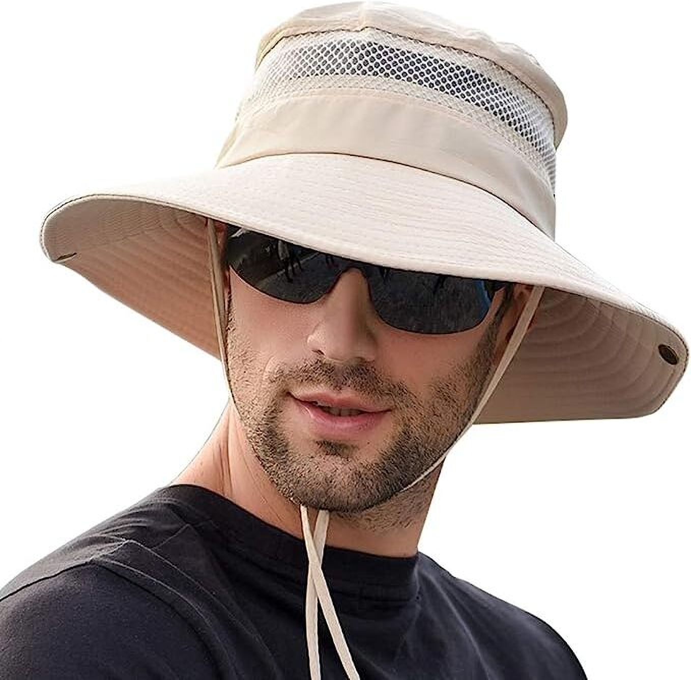 AlexVyan Hat Cap Round Crown Sun Visor Hat for Men UV Protection Wide Brim Summer