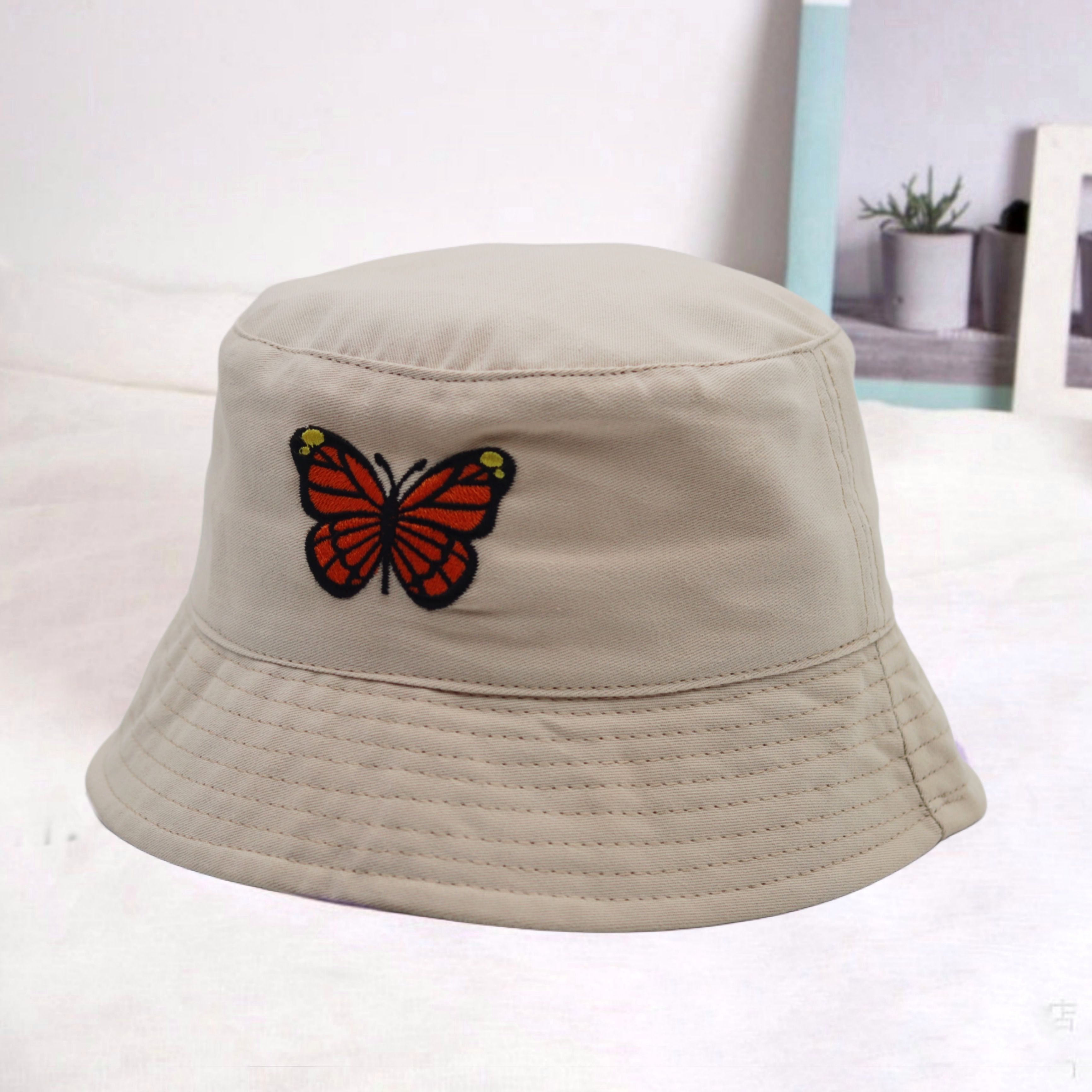 REFFER Cute butterfly cotton summer packable beach, traveling, bucket hat for women-picture-26