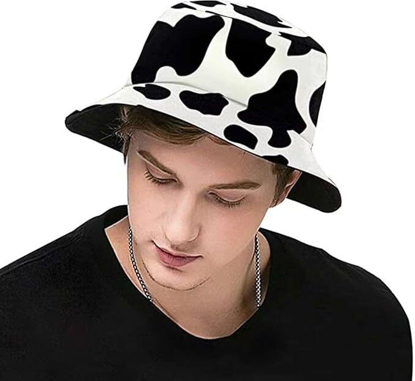 SPORTSLY Men's Bucket Hat with UV Sun Protection | Summer Beach Fisherman Cap Cow Print-image-49