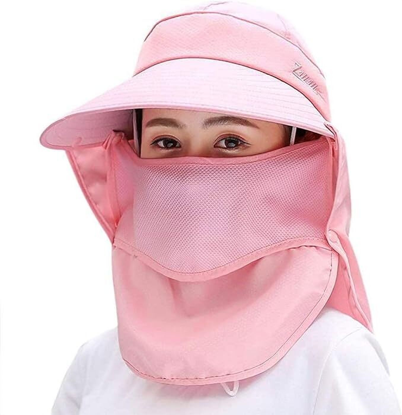 AlexVyan Women Wide Brim 360 UV Protection Sun Hat Sun visor Detachable Neck Face Flap