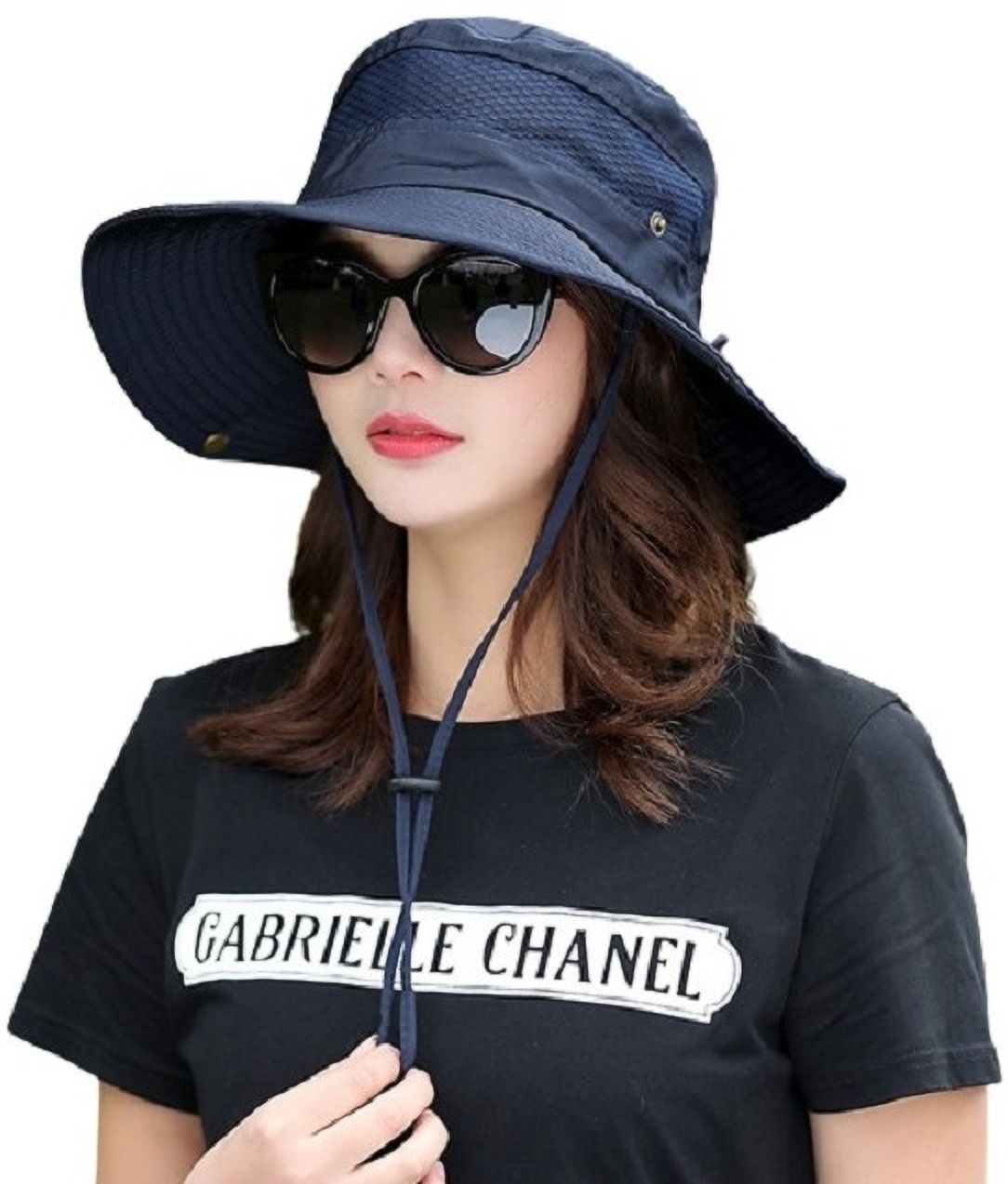 AlexVyan Round Crown Hat Sun Visor Hats for Women UV Protection Wide Brim Summer Cap..-picture-35