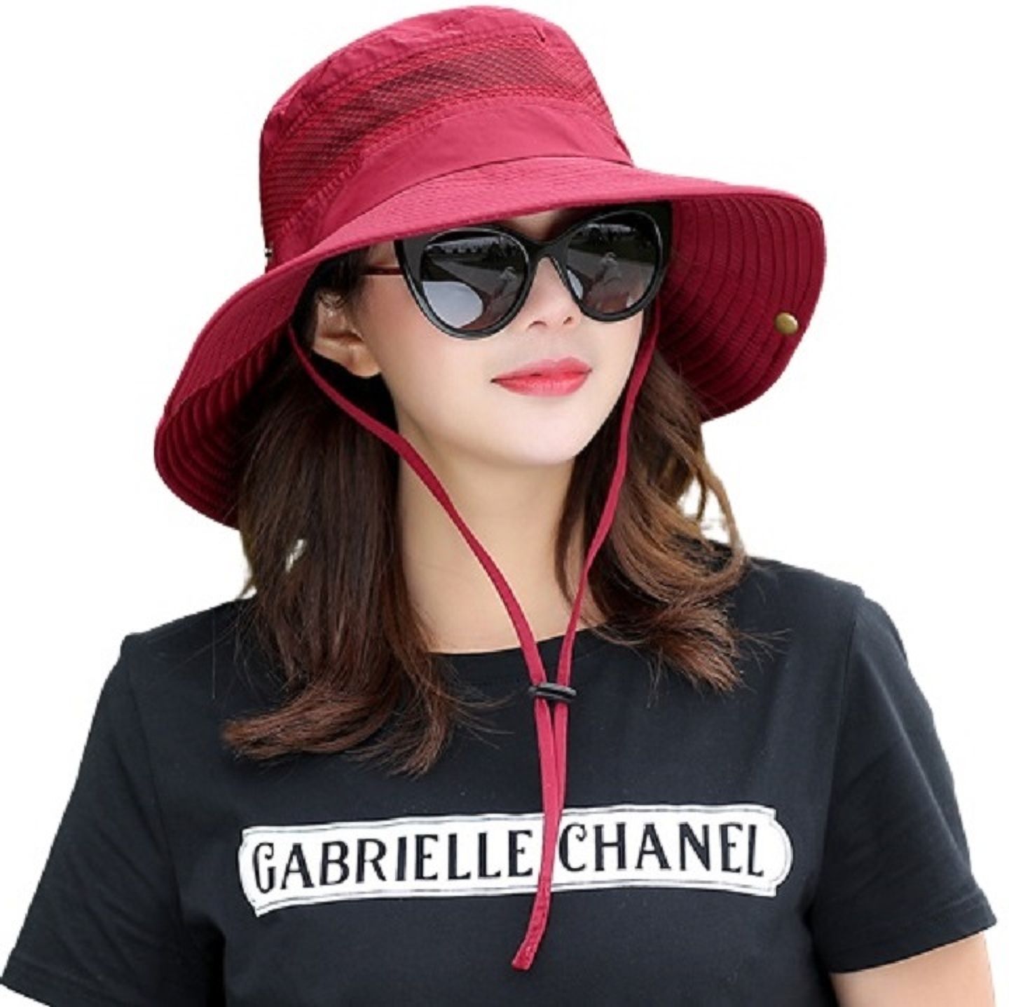 AlexVyan Round Crown Hat Sun Visor Hat for Women UV Protection Wide Brim Summer Cap.-image-38