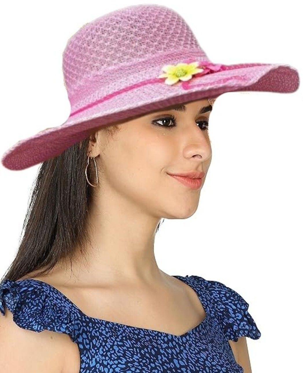 Zonkar Woman Purple Long Brim Beach and Sun Hat/caps for Women & Girls