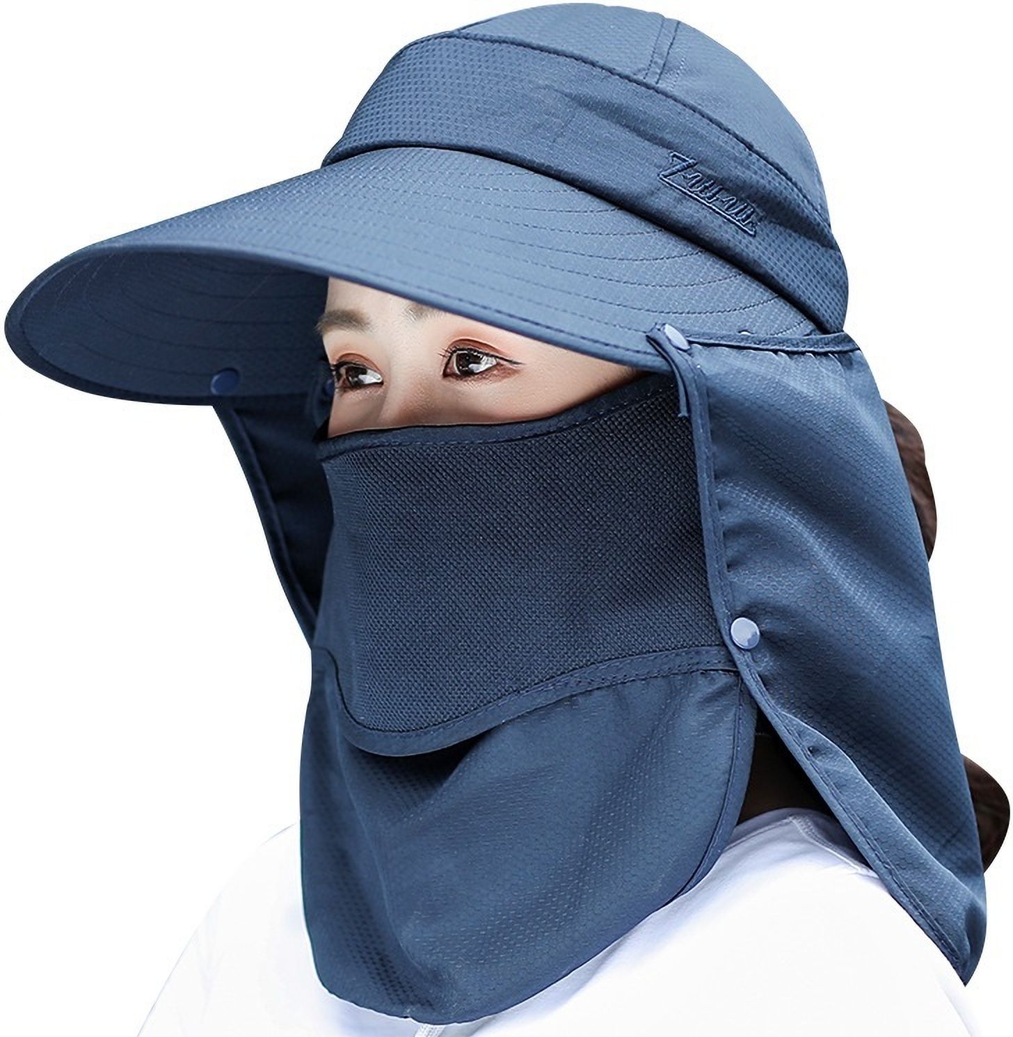 AlexVyan Women Wide Brim 360 UV Protection Sun Hat Sunvisor Detachable Neck Face Flap-picture-16
