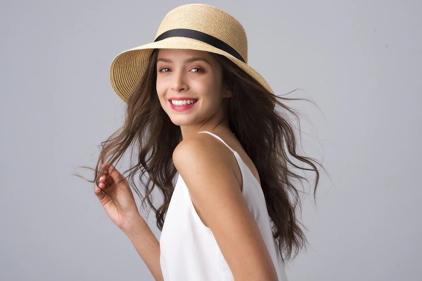 Icw Women Foldable Wide Ribbon Beach and Summer Straw Sun Hat caps-picture-45