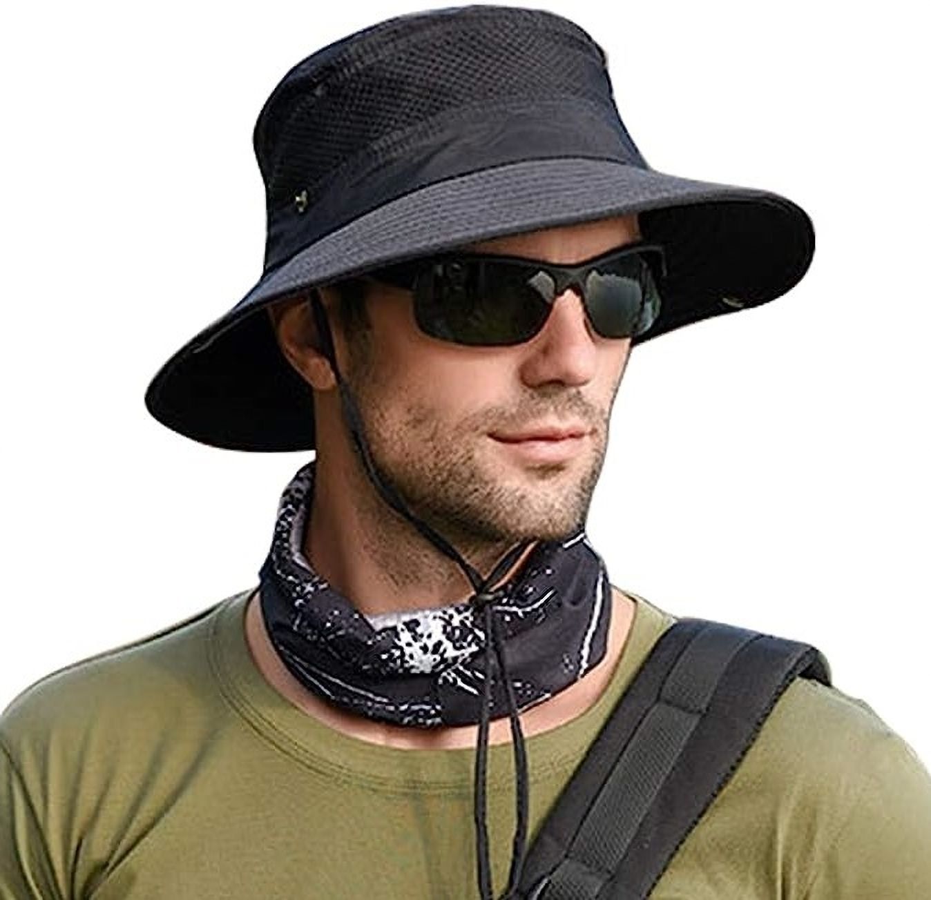 AlexVyan Hat Cap Round Crown SunVisor Hat for Men UV Protection Wide Brim Summer