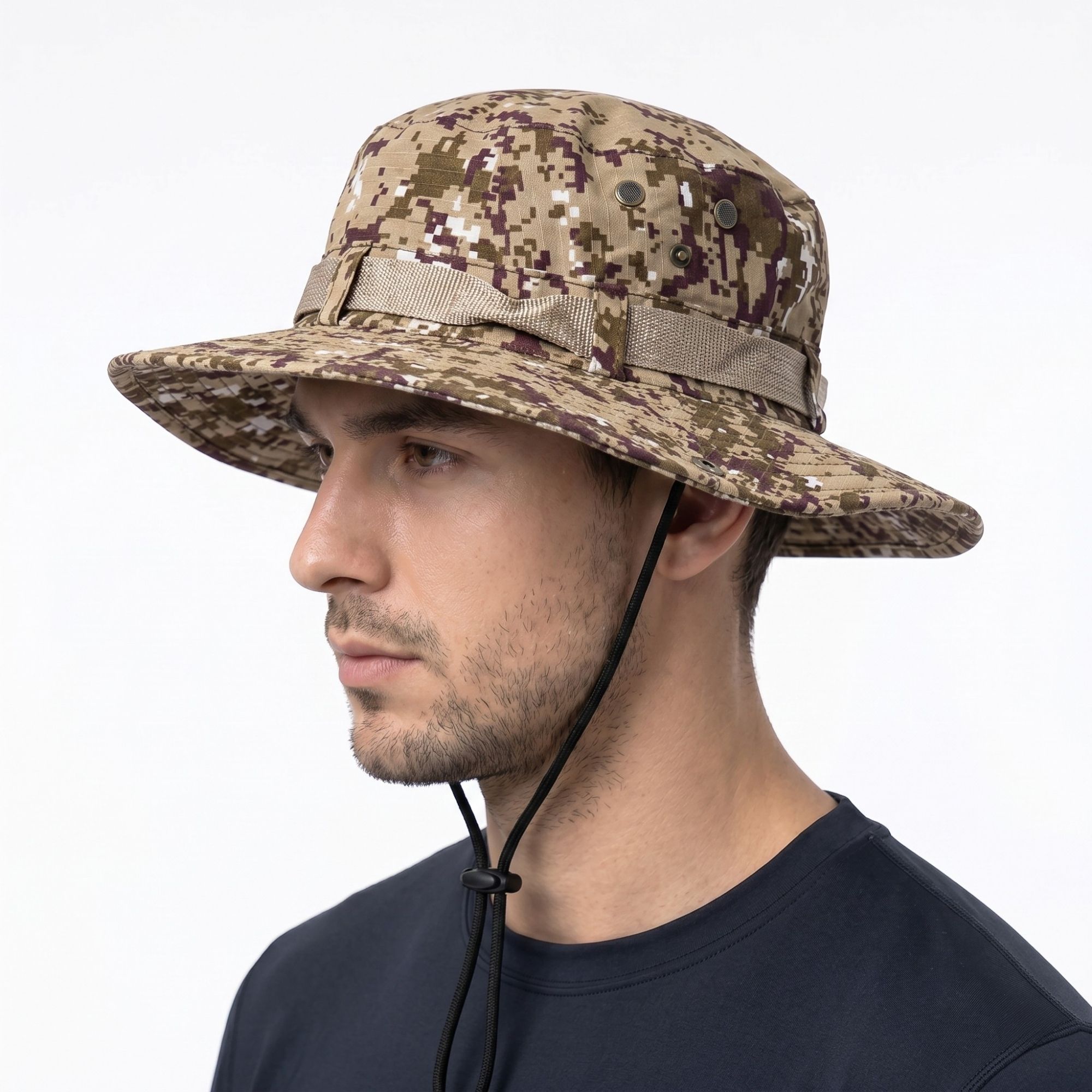 KRAPTICK Wide Brim Sun Hat for Men - Boonie Hat with Adjustable Chin Strap-Trekking Cap-picture-10