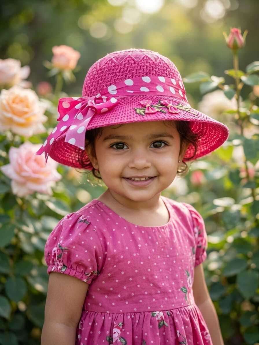NS2 GARMENTS Girls Rani Floral Sun Hat with Polka Dot Ribbon Bow 4 To 6 Years Old-picture-13