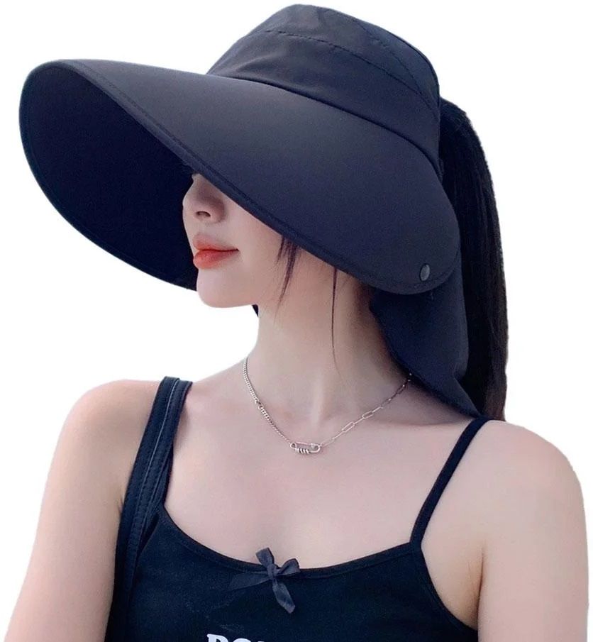 AlexVyan Women Universal Sun Hat Wide Brimmed UV Protection Sunvisor with Neck Flap-picture-21