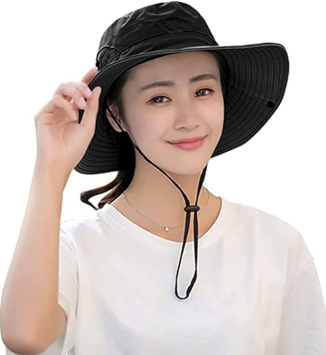 AlexVyan Sunshade Round Crown Hat Sun Visor Hats for Women Wide Brim Summer Ponytail Cap-picture-48