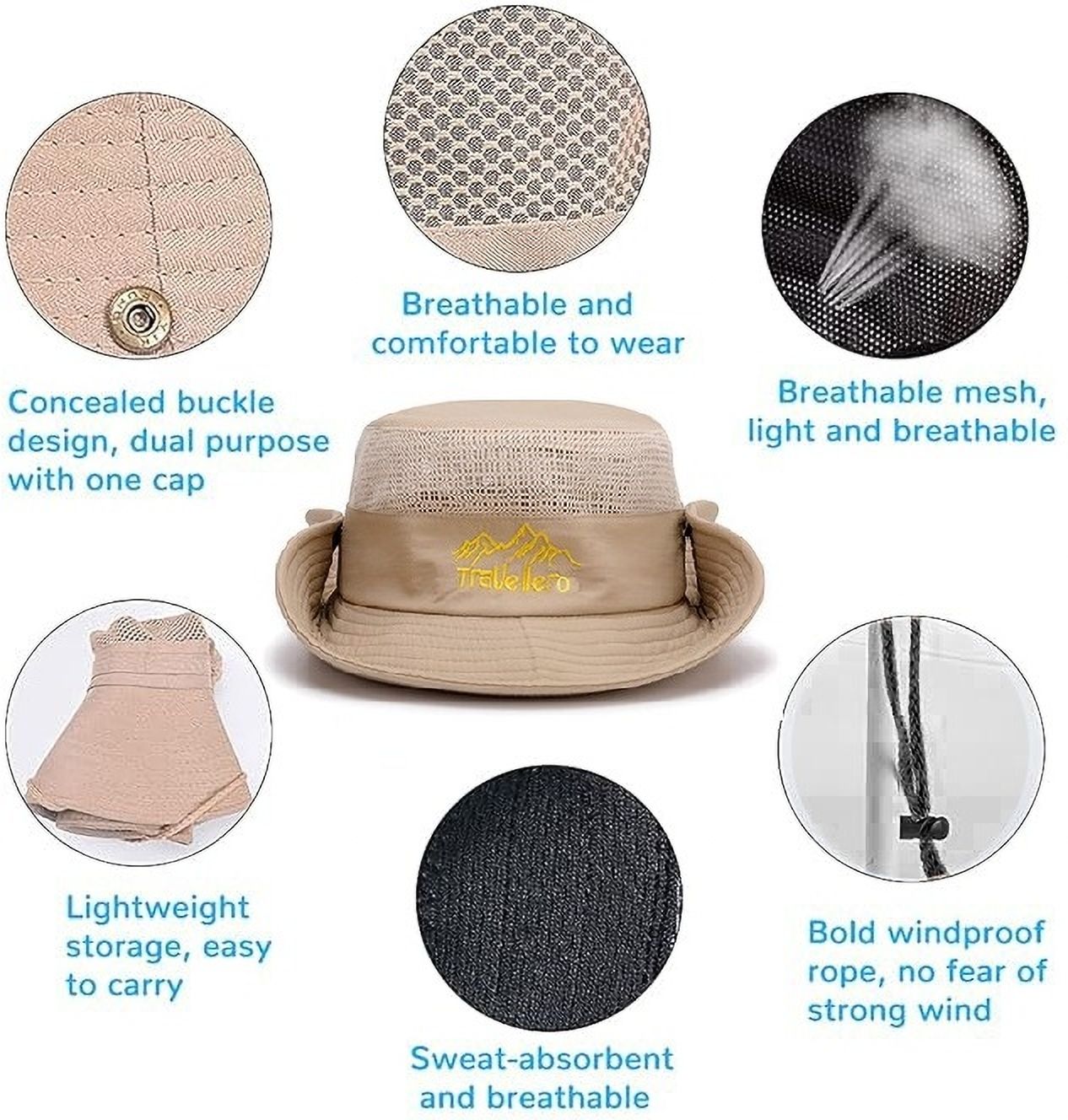 AlexVyan UV Protection Round Sun Cap for Hiking, Fishing, Gardning, Travel