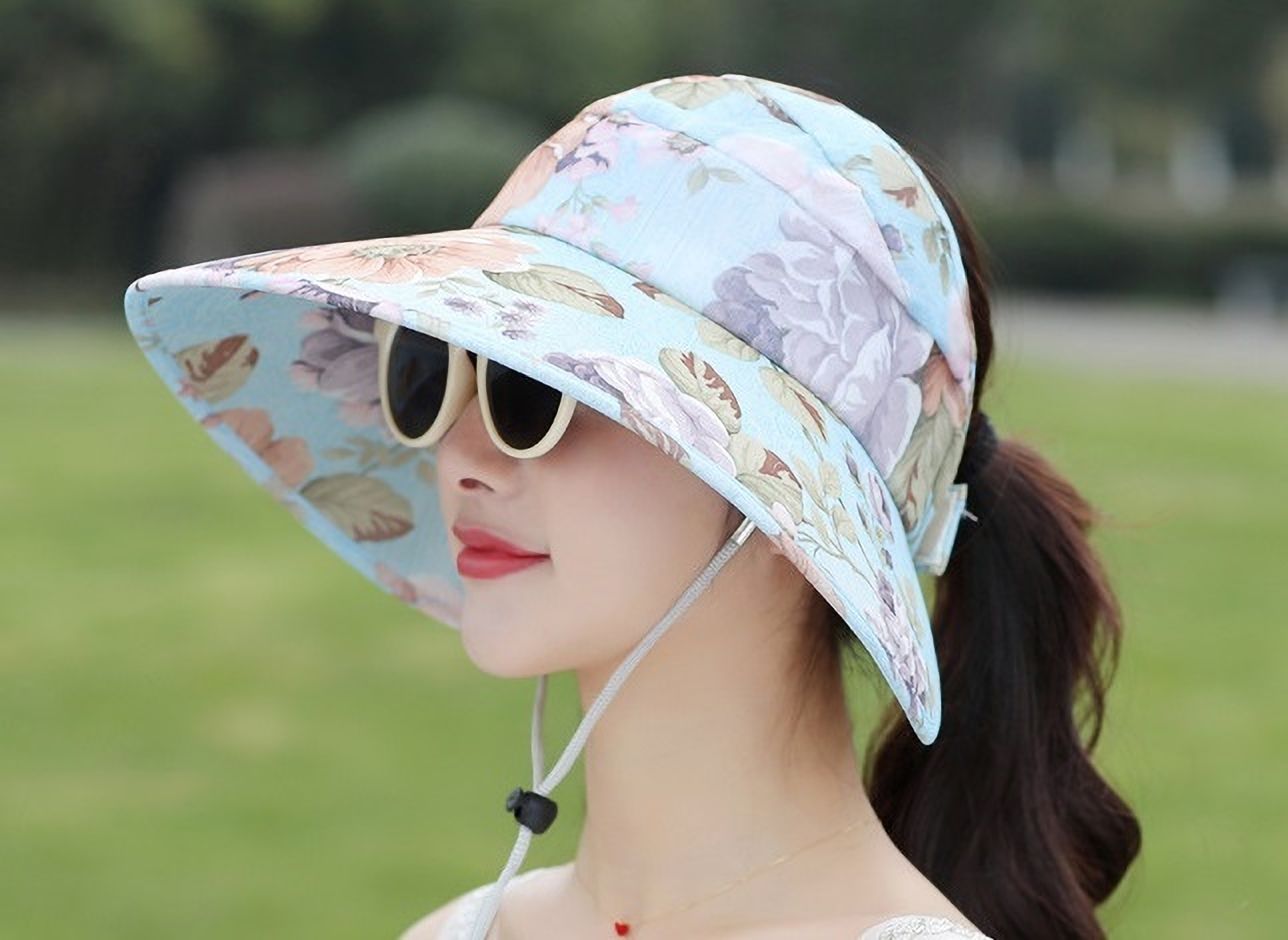 AlexVyan Sun Visor Cap 5" Wide Brim Summer Cap UV Protection Breathable Beach Sun Hat-image-39