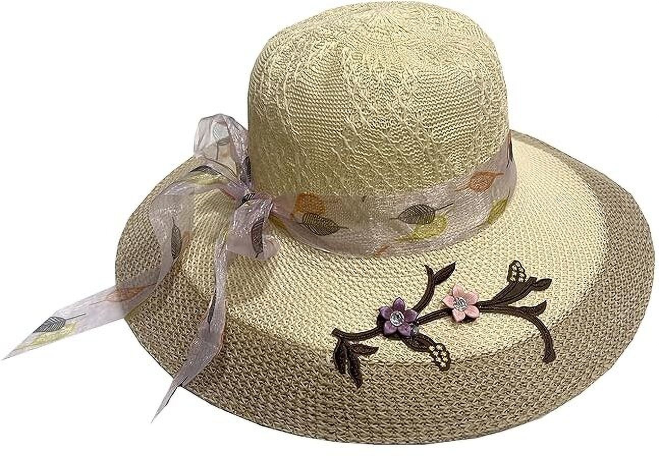 Adorazone Women Wide Brim Fedora/Tribly Summer Beach Hat
