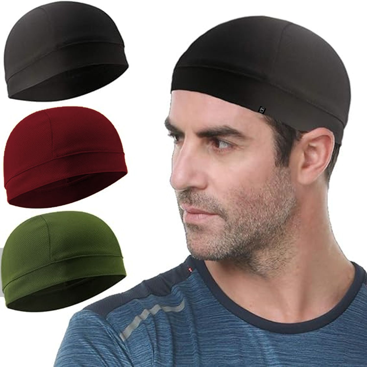 Bismaadh Skull Cap Helmet Liner & Running Beanie for Men, Winter Running Hat,-picture-12