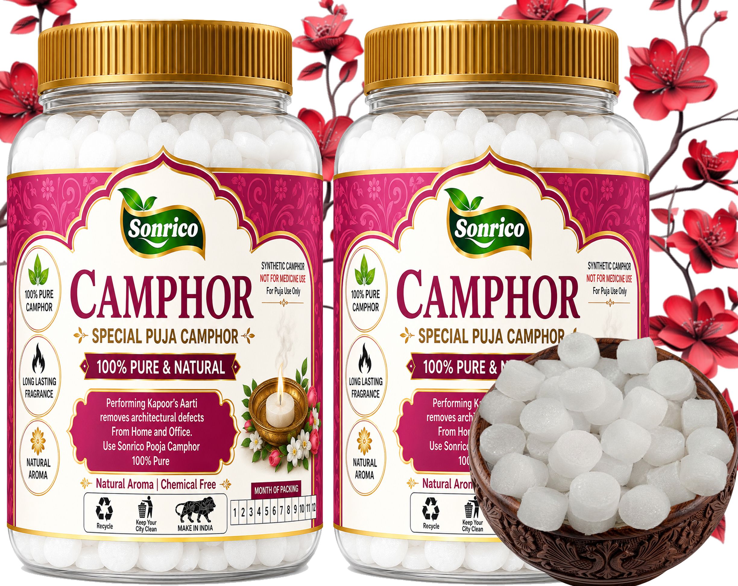 Camphor 200g. Pooja wala Arti Kapur. All Temple Home Use Kapuram-image-19