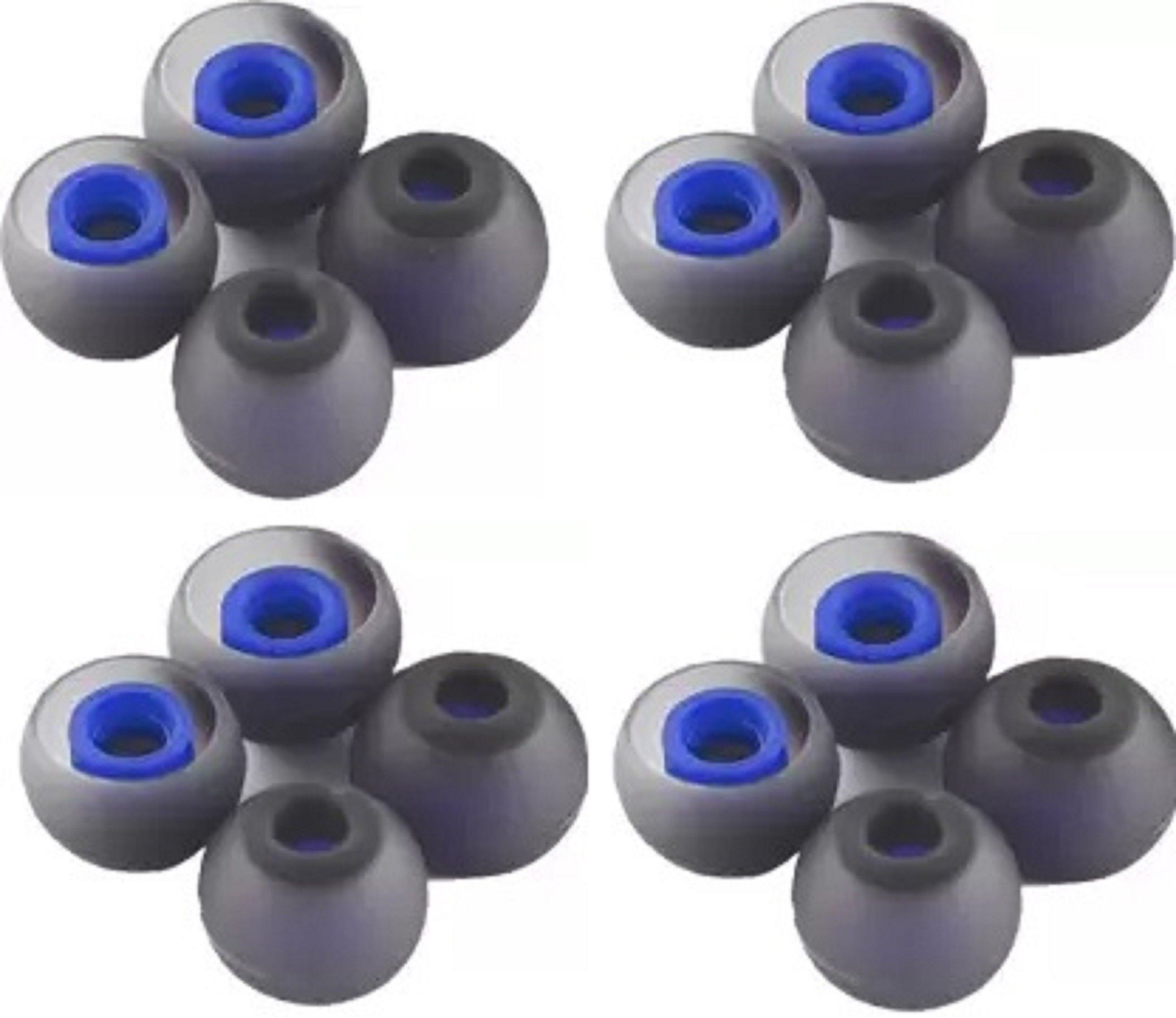 Somapa Silicone Rubber Earbuds for Earphone Tips, Eartips, Earpads (Blue-Black 10 Caps) In The Ear Headphone Cushion