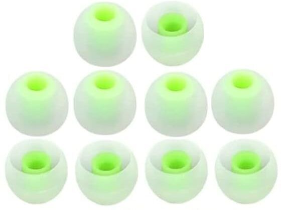 BBS PRO Green white 10 pcs Earbuds Rubber earphone tips replacement headphone cushion In The Ear Headphone Cushion