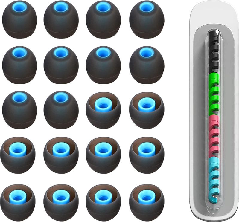 BUMTECH Silicone Rubber Earbuds Tips, Eartips, Earpads ( 20 Pcs ) ,Free Cable Protector In The Ear Headphone Cushion-image-36