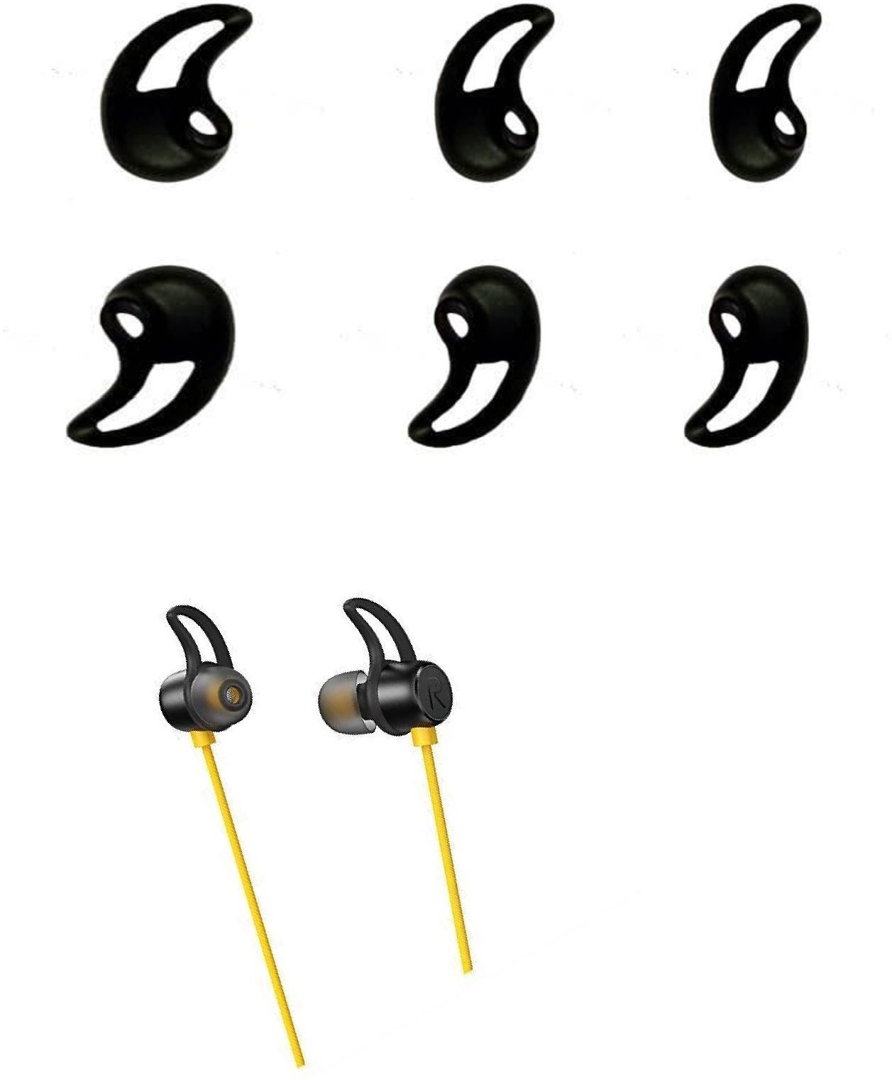 BUMTECH Neckband buds | eartips earbuds bluetooth rubber headphone cushion 6 pcs Black In The Ear Headphone Cushion-image-36