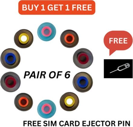 Anylife pair of 6 Earbuds rubber and free sim card ejector pin In The Ear Headphone Cushion-image-43