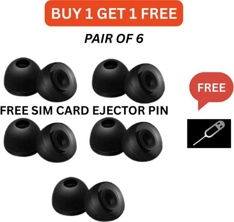 Anylife pair of 6 Earbuds for Replacement in Earphones and free sim card ejector pin In The Ear Headphone Cushion-image-46