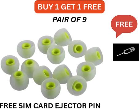 Anylife pair of 9 Earbuds rubbers and free sim card ejector pin In The Ear Headphone Cushion-image-42
