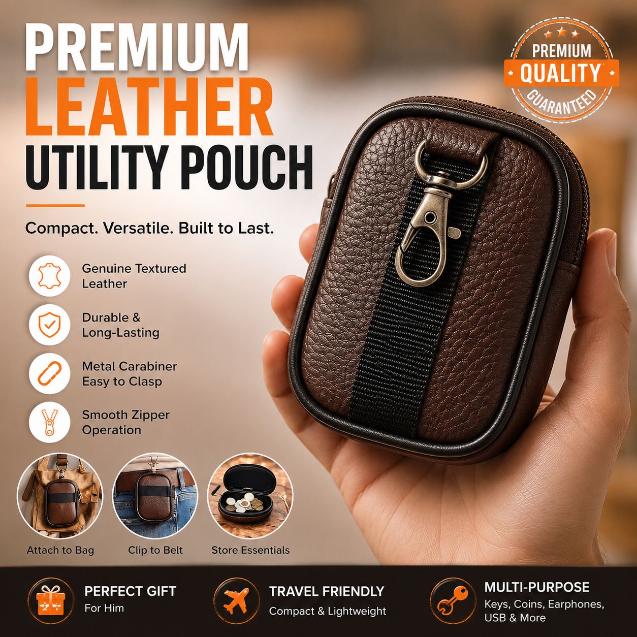 CollectionsZone Leather Zipper Earbuds Pouch For ALL TYPE OF AIRBUDS, BOAT, NOICE, REALME, OPPO, ONEPLUS-image-5