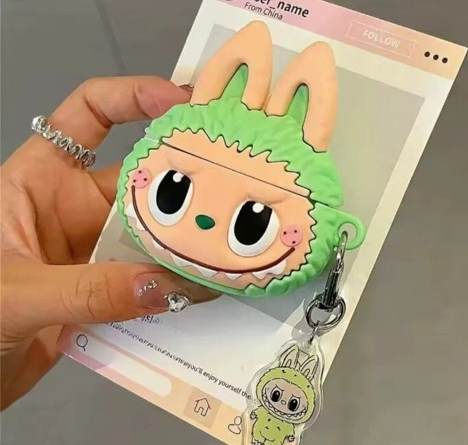 YSTIFYRA Silicone Press Stud Earbuds Case For Airpods Pro 2nd Generation/Airpods Pro 1stGeneration with Labubu Carabiner-image-8