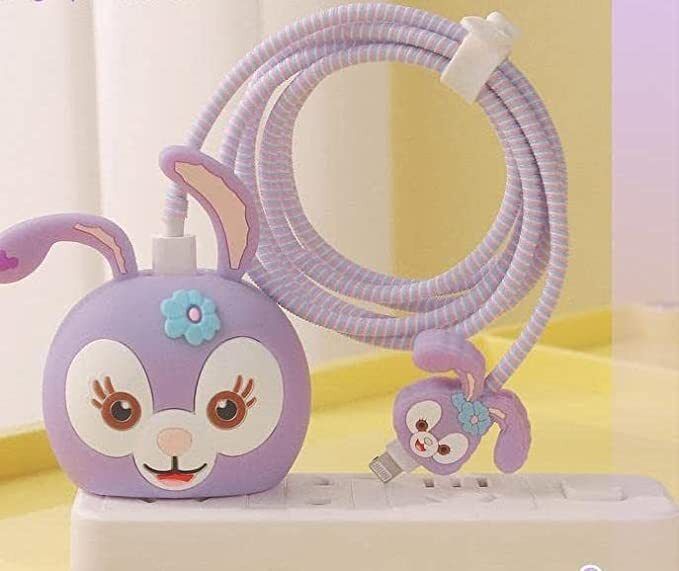 RidivishN RABBIT PURPLE IPHON 3D CHARGER COVER -3 Cable Protector-image-10