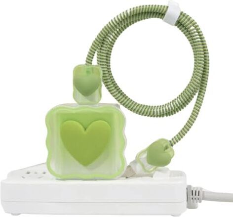 AIFEI Compatible for iPhone Charger Cover GREEN HEART for 18-20W Full ProtectionCASE Cable Protector