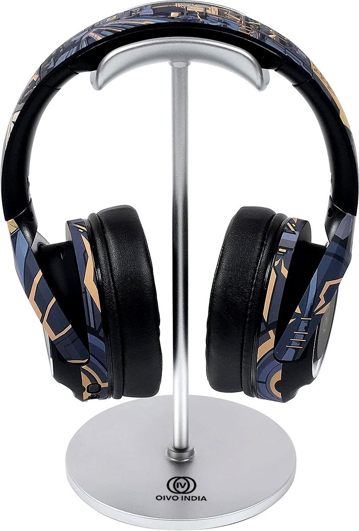 OIVO INDIA Silver Headset Holder with Aluminum Supporting Bar for All Headphone Sizes Headphone Stand