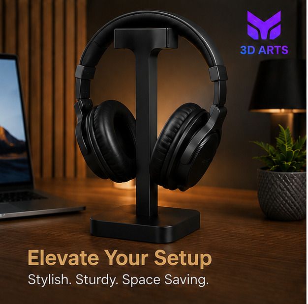 VM 3D ARTS Headphone Stand | Compact Desktop Headset Holder | Sturdy & Space-Saving Design Headphone Stand-image-46