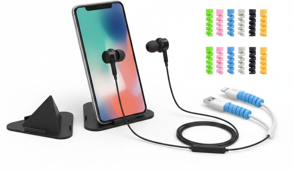 ABHIJITTRADERS Phone stand pack of 4 hadphone pack of 1 cable protector pack of 2 pic 8 Headphone Stand