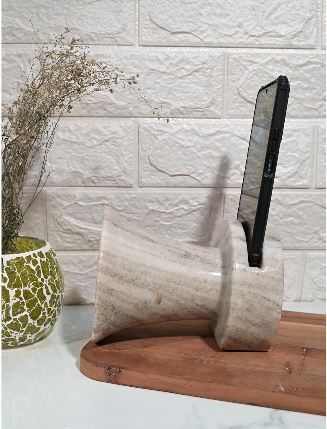 Patharwala Marble Phone Stand, Marble Speaker Sound Enhancer Tool for iPhone and Android Headphone Stand-image-17